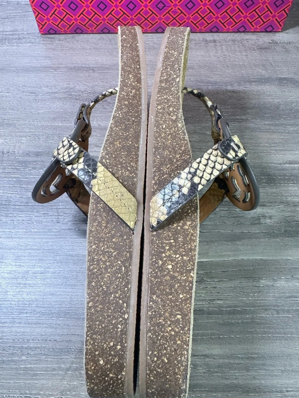 Tory Burch Snake-Print Miller Cloud Thong Sandals size 9 IMMACULATE